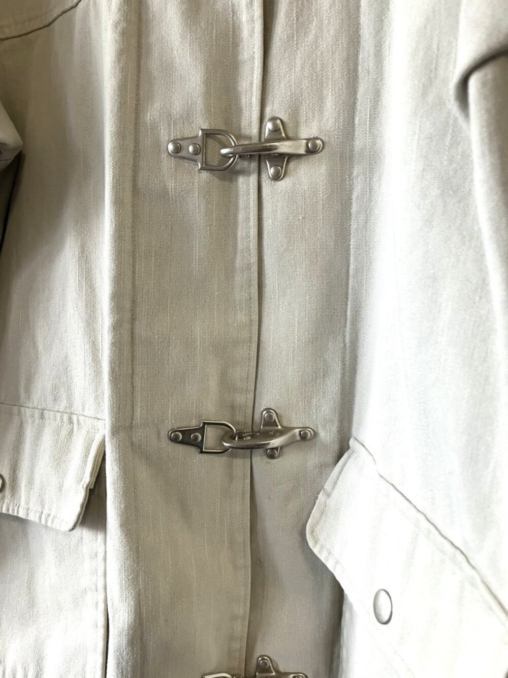 L.L.Bean Women's Small Off-White Utility Jacket | Nautical Hook Clasp Closure - Picture 9 of 13